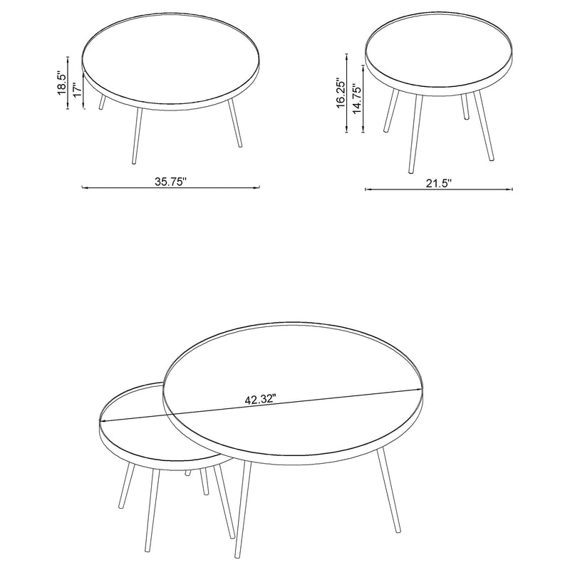Kaelyn 3-piece Round Coffee and End Table Set Gold - 723918-S2