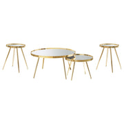 Kaelyn 4-piece Round Coffee and End Table Set Gold - 723918-S3