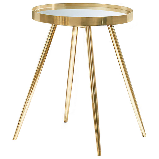 Kaelyn Round Mirror Top End Side Table Gold - 723917