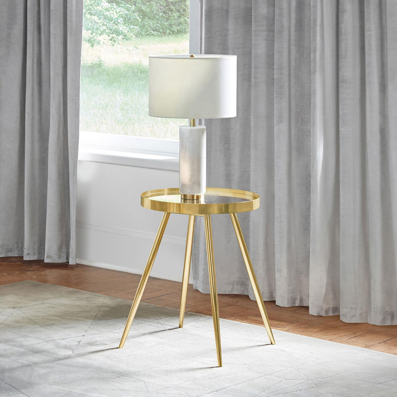 Kaelyn Round Mirror Top End Side Table Gold - 723917