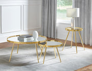 Kaelyn Round Mirror Top End Side Table Gold - 723917