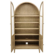 Kailani 4-Door Cane Dining Vitrine Display Cabinet Beige Oak - 109386
