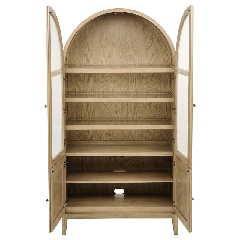 Kailani 4-Door Cane Dining Vitrine Display Cabinet Beige Oak - 109386