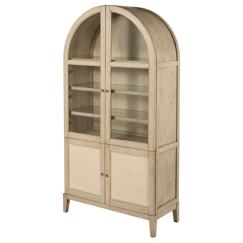 Kailani 4-Door Cane Dining Vitrine Display Cabinet Beige Oak - 109386
