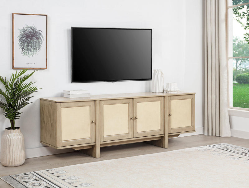Kailani 79-inch 4-door Cane TV Stand Media Console Beige Oak - 706583