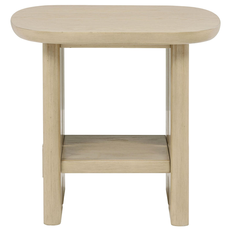Kailani Coastal Square End Side Table with Shelf Beige Oak - 706587