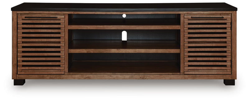 Kallari Warm Brown/Black 84" TV Stand - W737-78