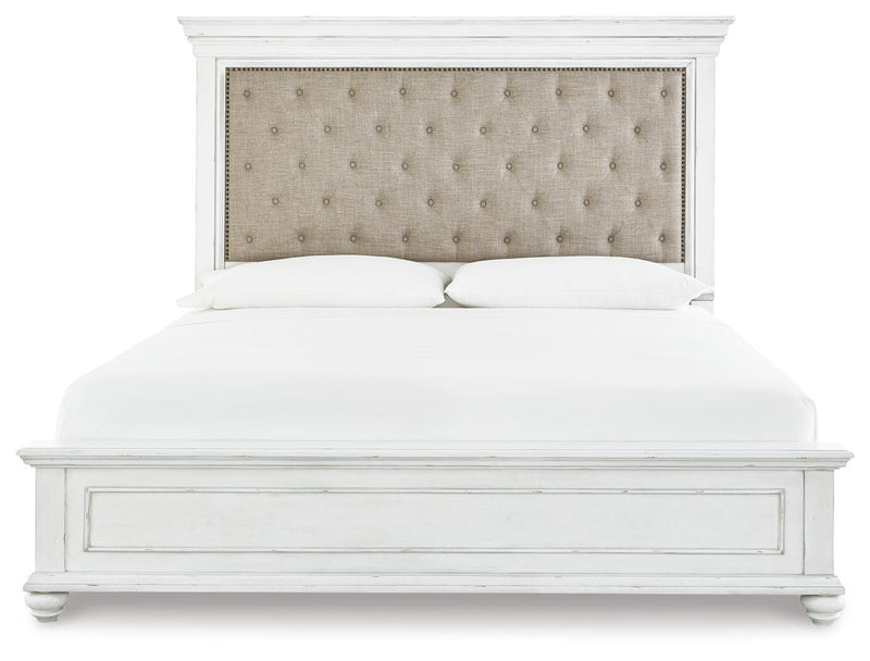Kanwyn Whitewash King Panel Bed, Dresser, Mirror and 2 Nightstands - B777B31