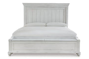 Kanwyn Whitewash King Panel Bed with Storage Bench - DMV FurnitureKing Bed