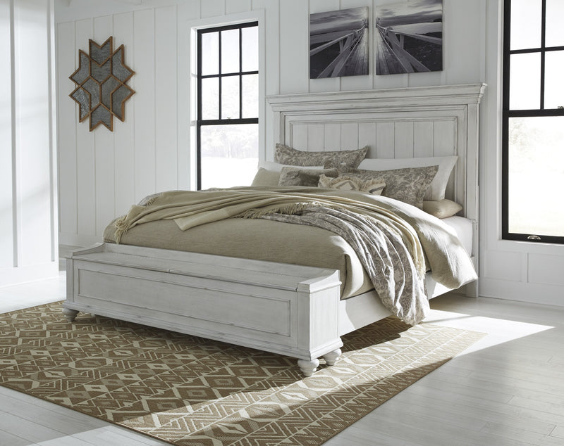 Kanwyn Whitewash King Panel Storage Bed - DMV FurnitureKing Bed
