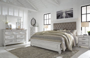 Kanwyn Whitewash King Upholstered Panel Bed - DMV FurnitureKing Bed