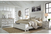 Kanwyn Whitewash Queen Panel Bed with Storage Bench - DMV FurnitureQueen Bed