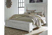 Kanwyn Whitewash Queen Panel Bed with Storage Bench - DMV FurnitureQueen Bed