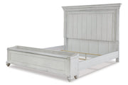 Kanwyn Whitewash Queen Panel Bed with Storage Bench - DMV FurnitureQueen Bed