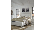 Kanwyn Whitewash Queen Panel Bed with Storage Bench - DMV FurnitureQueen Bed