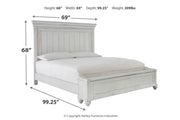 Kanwyn Whitewash Queen Panel Bed with Storage Bench - DMV FurnitureQueen Bed