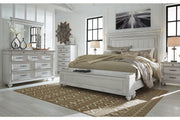 Kanwyn Whitewash Queen Panel Bed with Storage Bench - DMV FurnitureQueen Bed