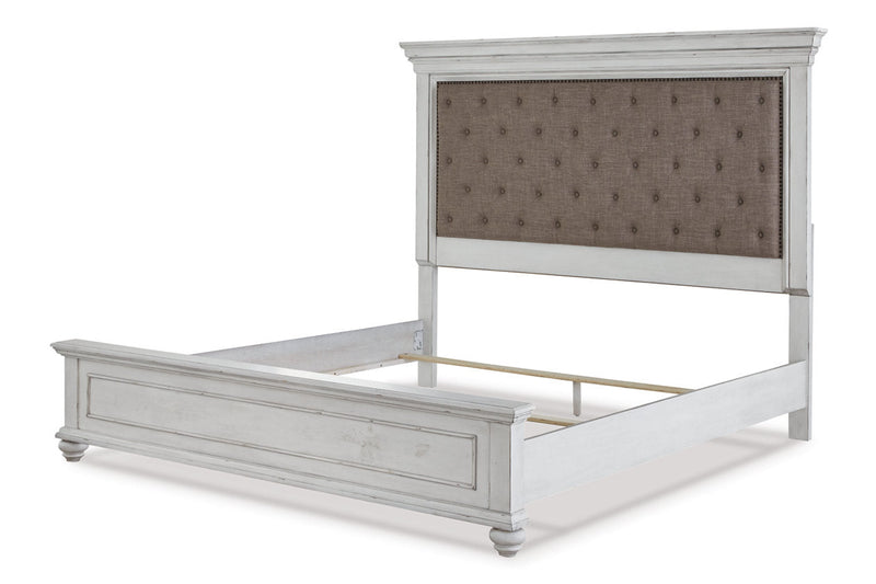 Kanwyn Whitewash Queen Panel Upholstered Bed - DMV FurnitureQueen Bed