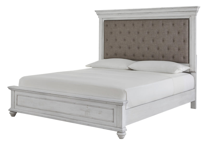 Kanwyn Whitewash Queen Upholstered Panel Bed - DMV FurnitureQueen Bed