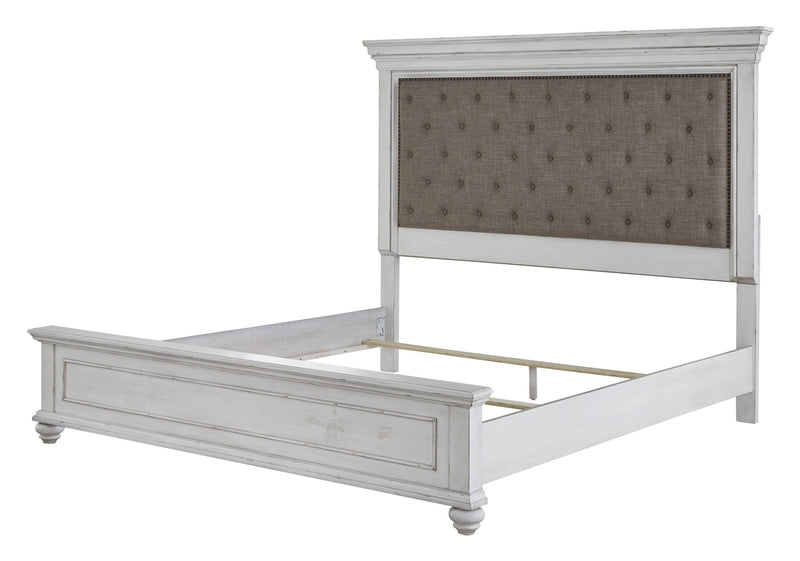 Kanwyn Whitewash Queen Upholstered Panel Bed - DMV FurnitureQueen Bed