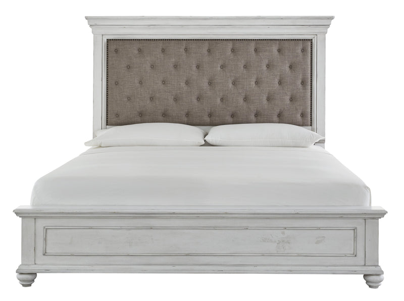 Kanwyn Whitewash Queen Upholstered Panel Bed - DMV FurnitureQueen Bed