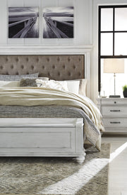 Kanwyn Whitewash Queen Upholstered Storage Bed - DMV FurnitureQueen Bed
