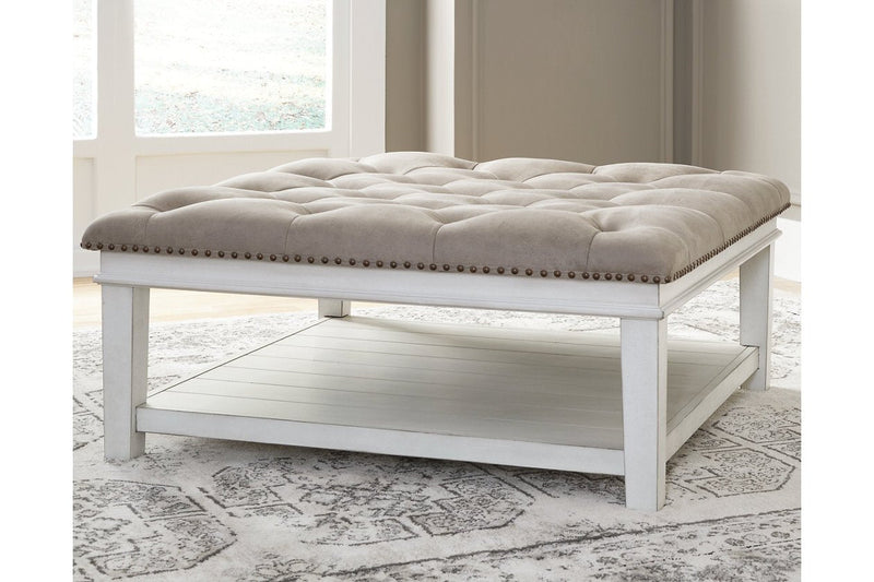 Kanwyn Whitewash Upholstered Ottoman Coffee Table - DMV FurnitureCoffee Table
