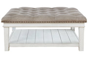 Kanwyn Whitewash Upholstered Ottoman Coffee Table - DMV FurnitureCoffee Table