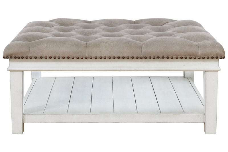 Kanwyn Whitewash Upholstered Ottoman Coffee Table - DMV FurnitureCoffee Table
