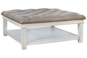 Kanwyn Whitewash Upholstered Ottoman Coffee Table - DMV FurnitureCoffee Table