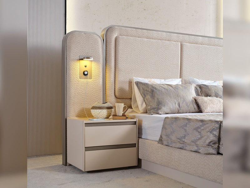 Kapadokya Bedroom (Queen Frame With Headboard & Dresser With Mirror & Ottoman & 2 Nightstand) - 200-KAP-150-QB-SET