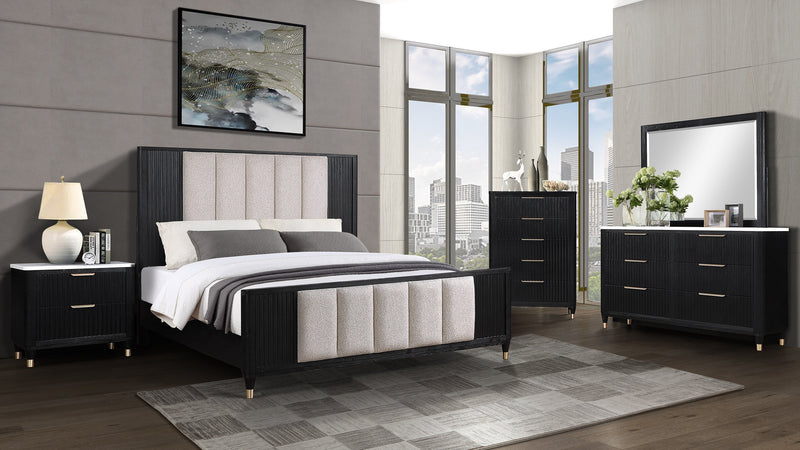 Kara Black Queen Panel Bed - DMV FurnitureQueen Bed