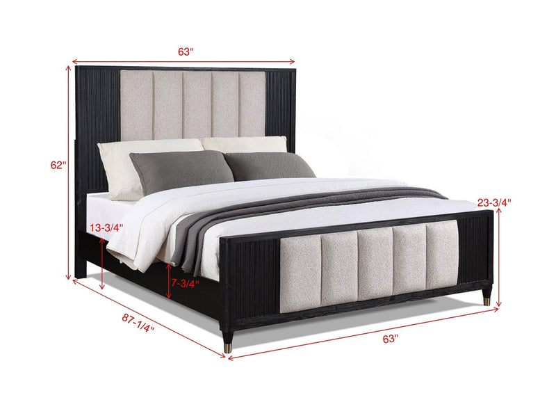 Kara Black Queen Panel Bed - DMV FurnitureQueen Bed