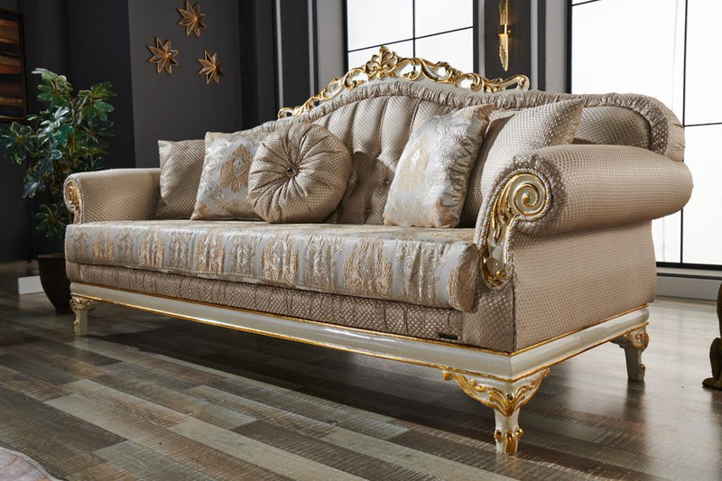 Kardelen 2-pieces (1 Sofa & 1 Loveseat) Livingroom Set Cream in Cream - 101-KAR-07419-32