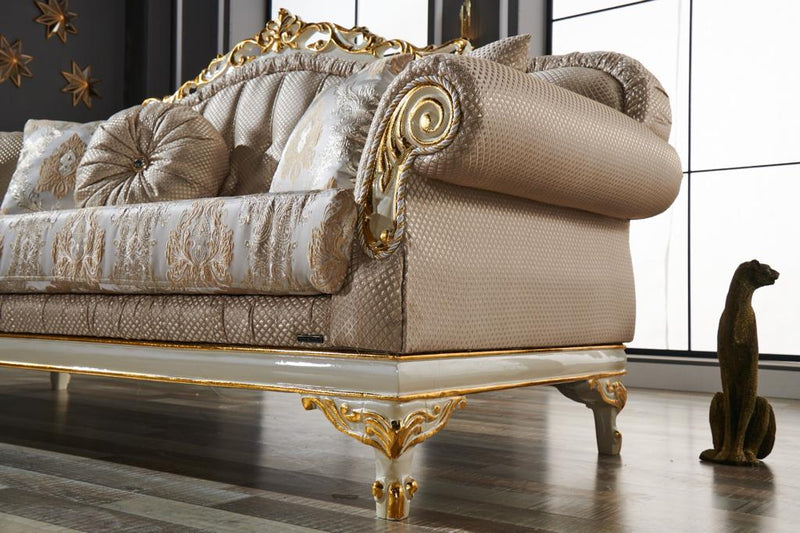 Kardelen 2-pieces (1 Sofa & 1 Loveseat) Livingroom Set Cream in Cream - 101-KAR-07419-32