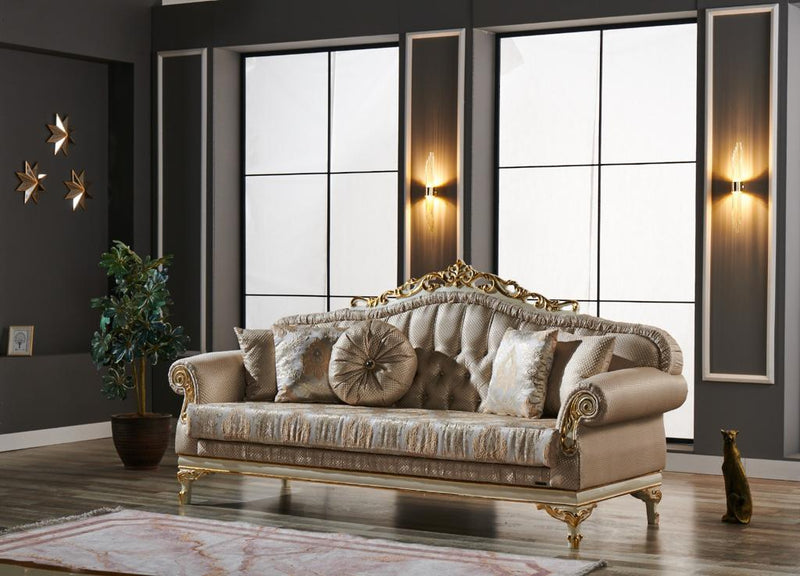 Kardelen 2-pieces (1 Sofa & 1 Loveseat) Livingroom Set Cream in Cream - 101-KAR-07419-32