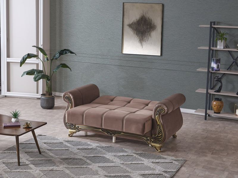 Karizma 64" Wide Rolled Arm Convertible Loveseat - Loveseat