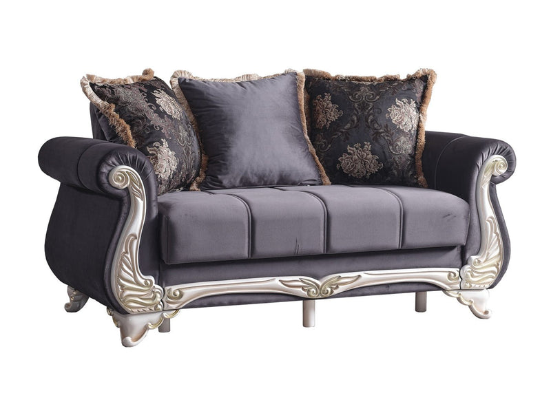 Karizma 64" Wide Rolled Arm Convertible Loveseat - Loveseat