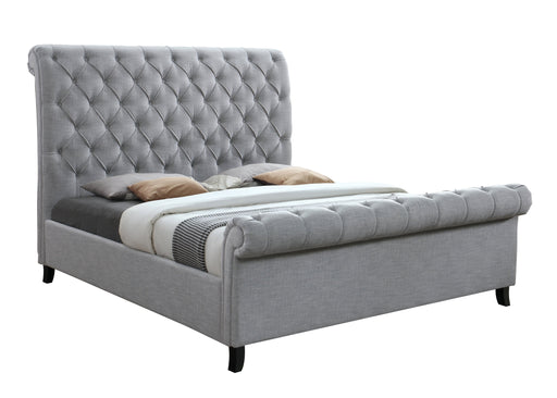 Kate Gray King Upholstered Sleigh Platform Bed - DMV FurnitureKing Bed