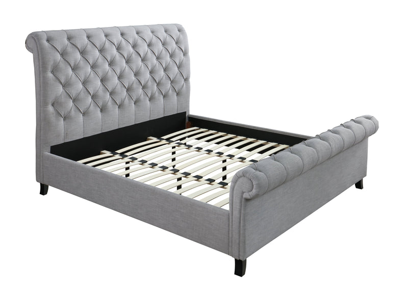 Kate Gray King Upholstered Sleigh Platform Bed - DMV FurnitureKing Bed
