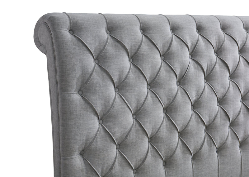 Kate Gray King Upholstered Sleigh Platform Bed - DMV FurnitureKing Bed