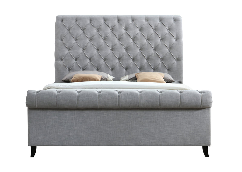 Kate Gray Queen Upholstered Sleigh Platform Bed - DMV FurnitureQueen Bed