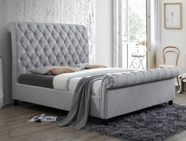 Kate Gray Upholstered King Sleigh Platform Bed - DMV FurnitureKing Bed