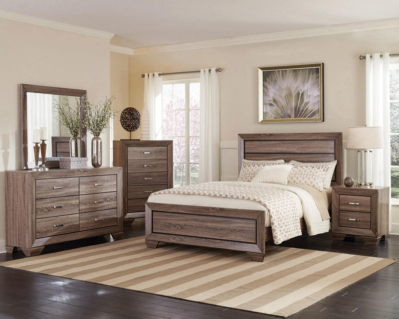 Kauffman 6-drawer Dresser with Mirror Washed Taupe - 204193M