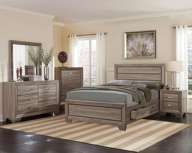 Kauffman Wood California King Storage Panel Bed Washed Taupe - 204190KW