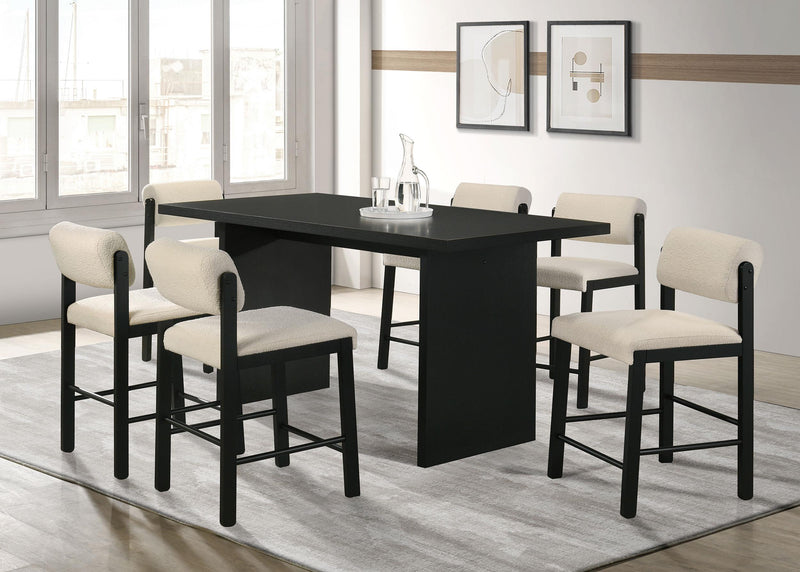 Kehoe Upholstered Counter Height Chair Cream and Black (Set of 2) - 193939BLK