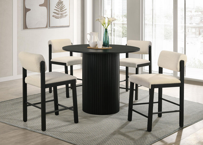 Kehoe Upholstered Counter Height Chair Cream and Black (Set of 2) - 193939BLK