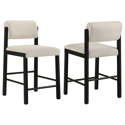 Kehoe Upholstered Counter Height Chair Cream and Black (Set of 2) - 193939BLK