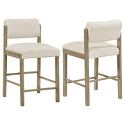Kehoe Upholstered Counter Height Chair Cream and Natural Oak (Set of 2) - 193939NAT