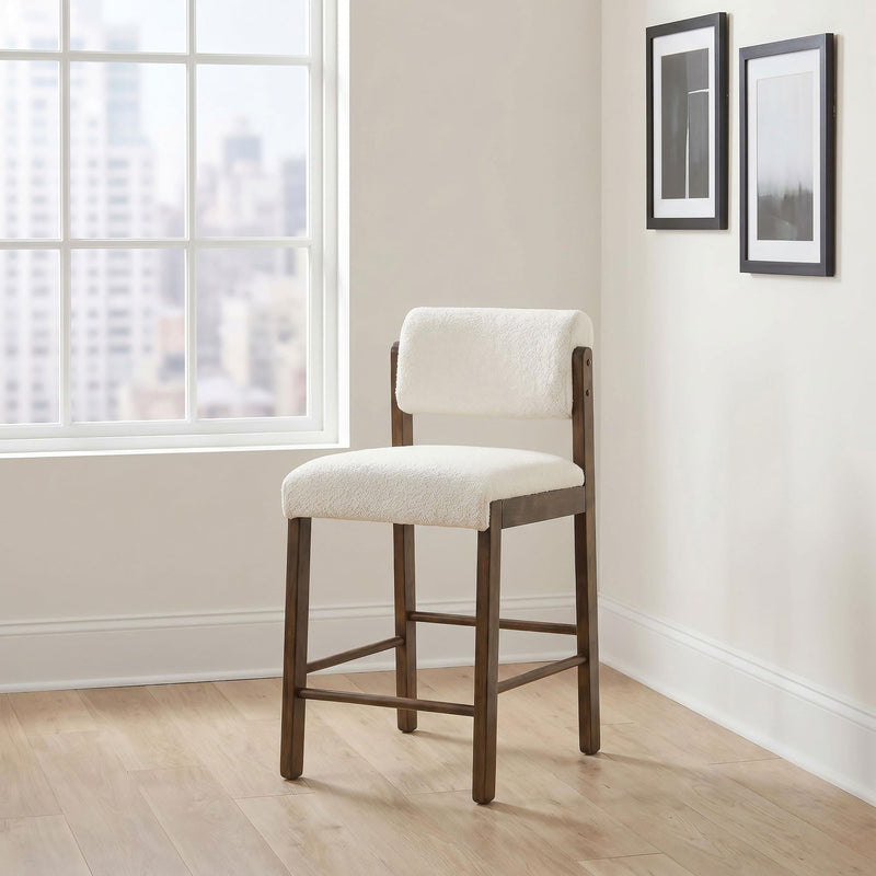 Kehoe Upholstered Counter Height Chair Cream and Walnut (Set of 2) - 193939WAL